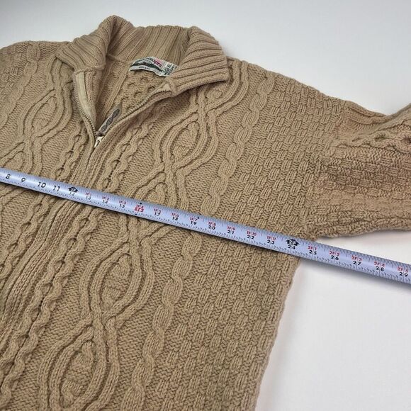 Aran Crafts Merino Wool Irish Fisherman Cardigan XL Sweater Chunky Cable Knit - Picture 5 of 9